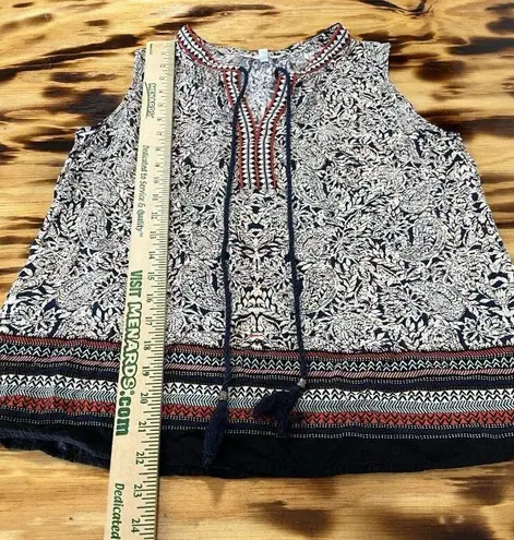 Daniel Rainn Women Size Small Front Tassel Tie Top Sleeveless Shirt Boho Peasant