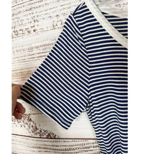 Andrée NEW Andree By Unit Women's Stripe Scoop Neck Slit Blouse Top Black White Small