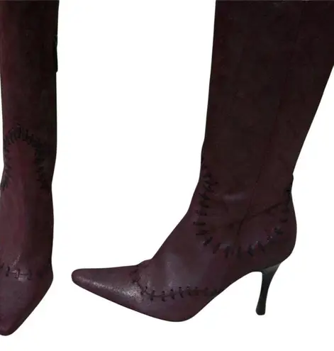 Donald Pliner Couture Wine Metallic Leather Boot Shoe New Over The Knee $695 NWT Size 5.5