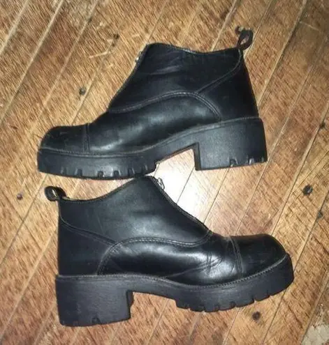 Harley Davidson  black heeled leather Moto booties