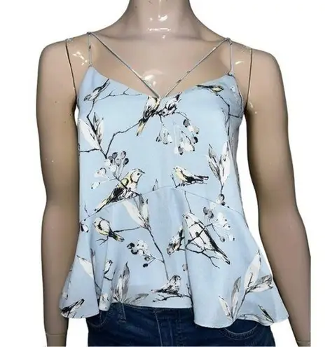 Lord & Taylor Highline Collective S Light Blue Sparrow Bird Print Strappy Top