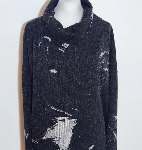 Clara Sunwoo Black Print Knit Cowl Neck Sweater Size XL Black Sweater