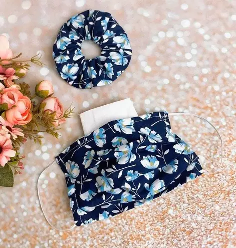 100% premium cotton floral face mask and scrunchy Reusable/washable floral/flower print mask - Image 3