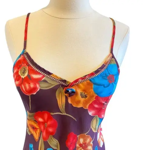 Farm Rio Vintage Floral Slip Dress V Neck Spaghetti Strap Mini