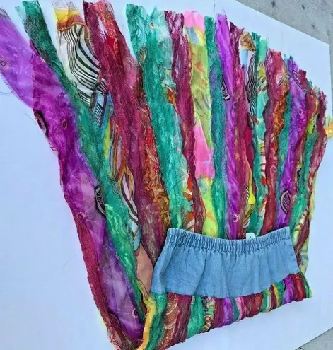 Sandy Brand Skirt XL NWT Artsy Festive Front Button Elastic Stretch ba…