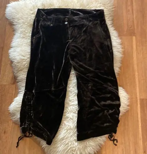T Tahari Brown Cropped Wide Leg Pants EUC Sz 4 Silk Velour/Velvet