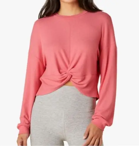 Beyond Yoga Twist It Fate Pink Crush Crewneck Long Sleeve Crop Top Sz S