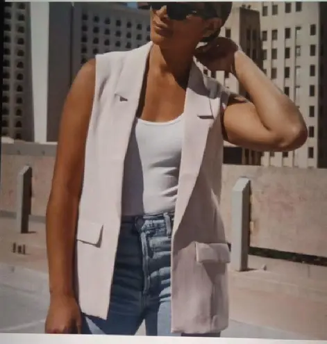 Evereve Sleeveless Blazer Vest Coquette Ballet Chic Blush Nude Womens M