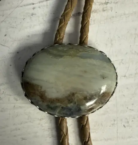 VINTAGE LOT 4 Women's BOLO Faux LEATHER FABRIC Natural Stones + Silver