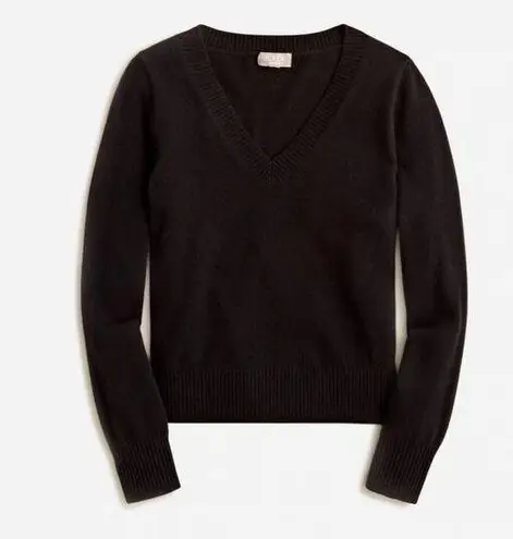 J.Crew  Womens Black Long Sleeve Cropped Cashmere Shrunken V-Neck Sweater Large