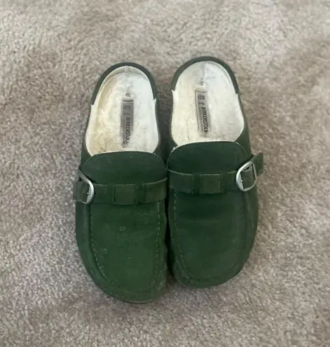 Birkenstock Buckley Sherling Moccasin Clog Suede Leather Green