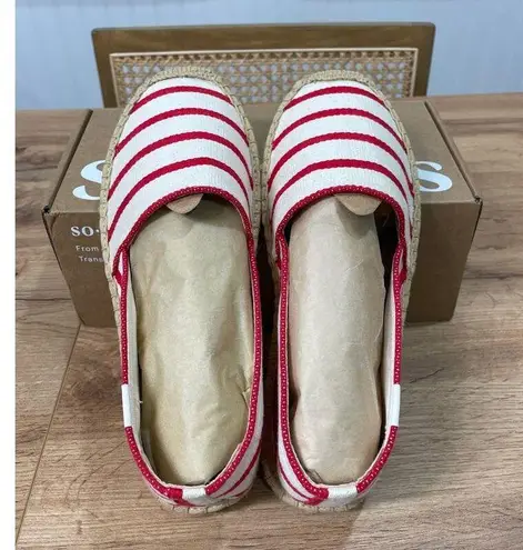 Soludos Womens The Original Espadrille Red Striped Beach Slip Ons Size 7/7.5 NIB