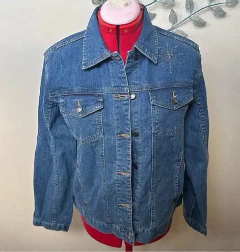 Embellished jean jacket Small NWOT Blue