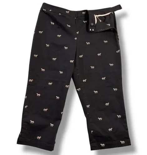Coldwater Creek Womens Crop Carpi Dress Pants Embroidered Zebra Print Black P12