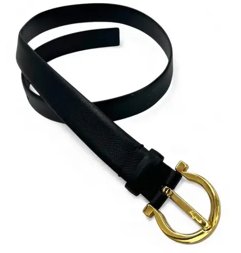 Salvatore Ferragamo Gancini belt gold black classic logo luxury womens XS 24-26