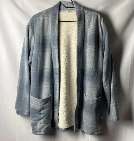 Free Country NWT LUXE+FLEECE WO SIZE MEDIUM GRAY PLAID SOFT FLEECE FUR LINED