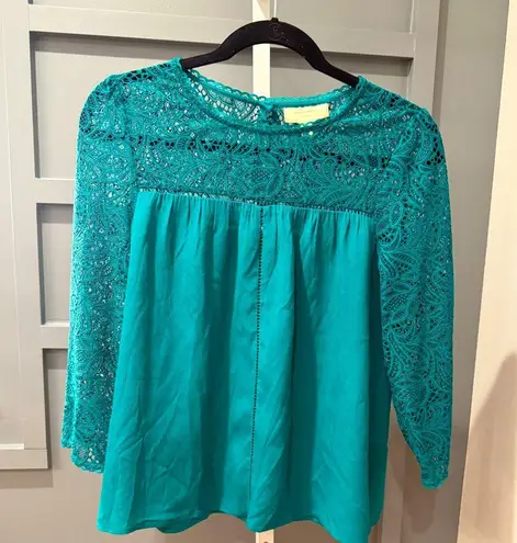 Moulinette Soeurs | Anthropologie Lace Cloaked Green Blouse Size 6.