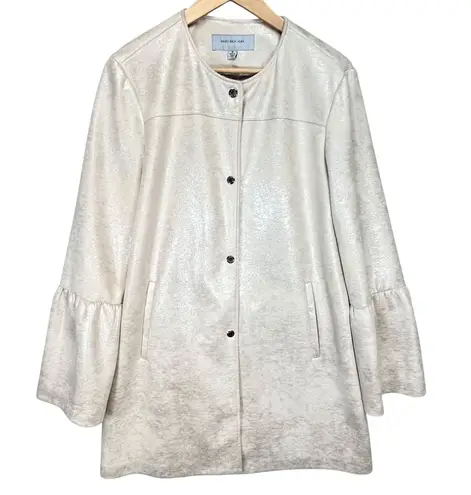 Marc New York Andrew Marc Ivory Shimmer Bell Sleeve Coat Jacket Women's M Size M