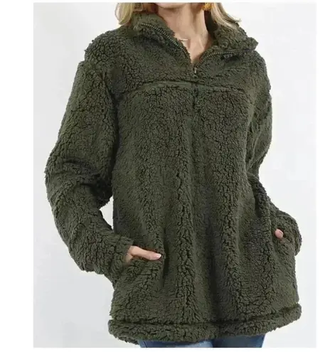 Zenana Outfitters 🆕Dark Olive Fuzzy Pullover 1X🆕