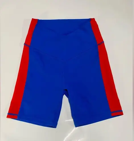NWT Wilo The Label blue/red ribbed biker shorts size/M Size M