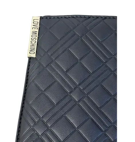 Moschino LOVE Faux Leather Black Quilted Shoulder Purse Tote Bag Double Strap