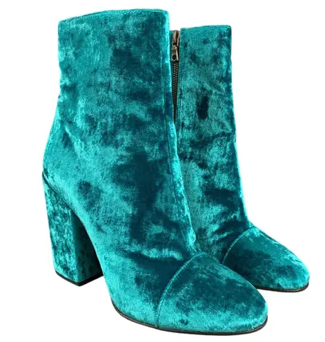 Dries Van Noten Women’s Turquoise Velvet Ankle Boots Size EU 38 Statement Shoes