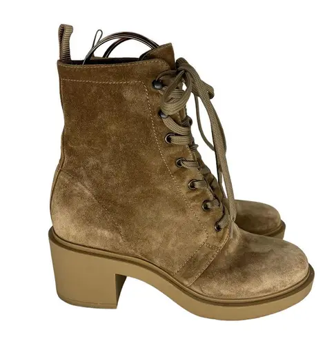 Gianvito Rossi  Foster 45mm Suede Lace Up Boots in Beige