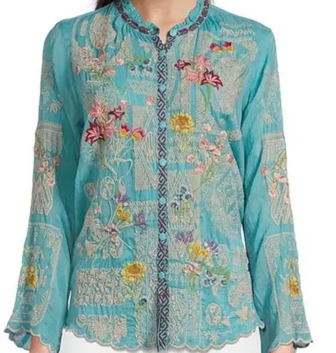 Johnny Was heavily embroidered “Albee” blouse NWT