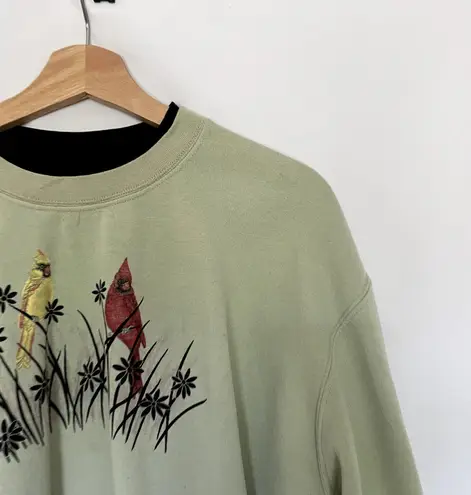 Topstitch by morning sun women's size XL vintage green bird sweater crewneck