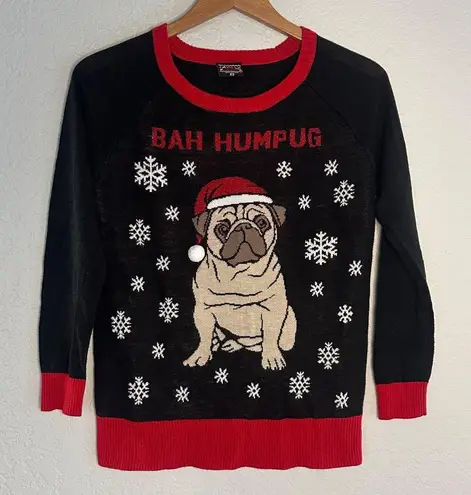 Well Worn Bah Humpug Holiday Ugly Christmas Sweater Dog Pug Tacky Party