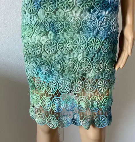 JACK . Tie Dyed Crochet Mini Dress Blue Green White Size 4