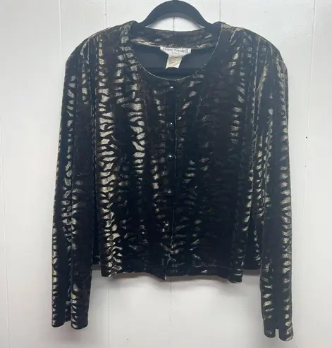 Ronni Nicole II Vintage Tiger Print Button Front Long Sleeve Womens Jacket Sz 22 Brown