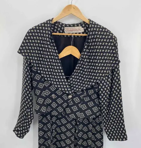 Vintage Marsha Brander for Componix Southwest Blazer Skirt Set sz 6 Acrylic Wool Black