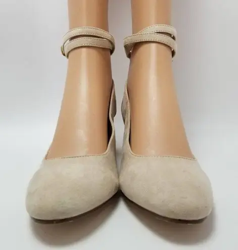 London Rebel Ankle Strap Womens Block Heels Shoes Beige Size EUR 39