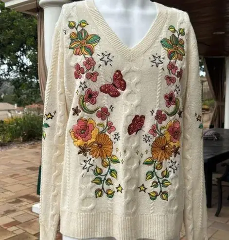 Johnny Was “The Wonder Years” embroidered cashmere blend sweater NWT RARE