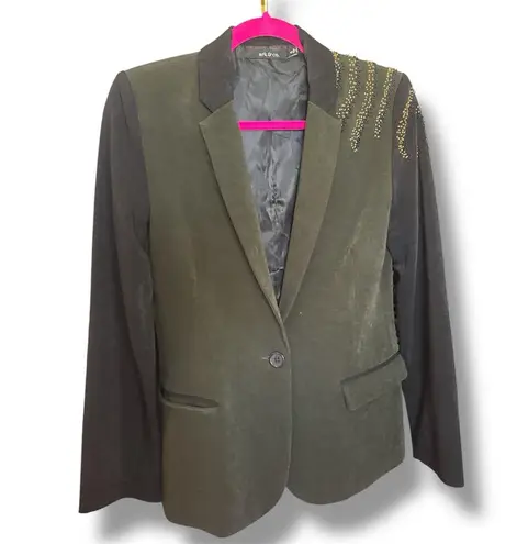 ark & co. Blazer Green/Black Size S with Beaded Shoulder Detail Green