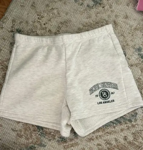 PacSun light grey and green  sweat shorts