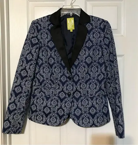QMack Brocade Floral Tuxedo Blazer Blue Size 4