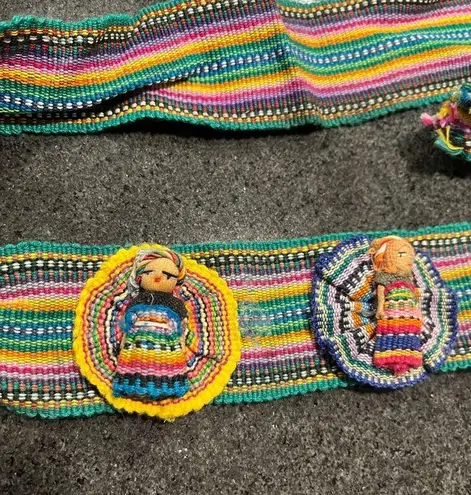 Vintage Traditional Striped Belt Strap Textile Mayan Guatemala Worry Dolls