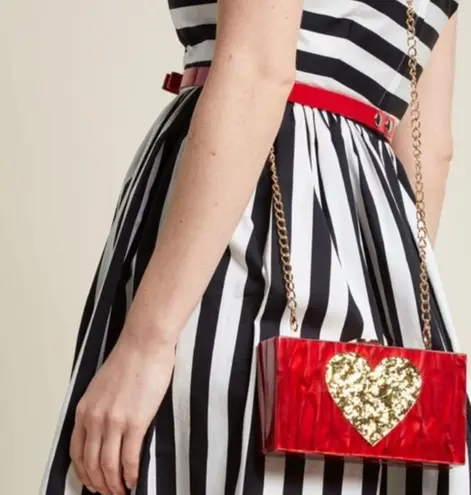 Madison West Red and Gold Heart Clutch