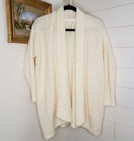 Lou & grey  Cream Open Front Wool Alpaca Blend Popcorn Cardigan XS