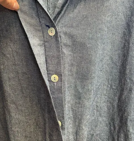 Bryn Walker Oia Blue Chambray Corrado Button Up Denim Shirt XL Lagenlook cotton