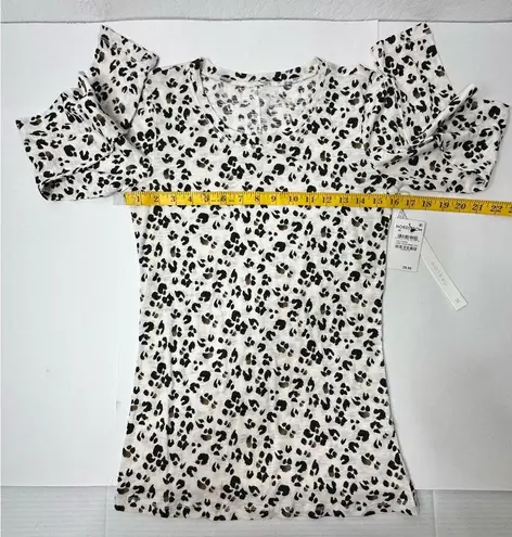 Caslon Long Sleeve Shirt Women’s Size XS Ivory Black Animal Cheetah Print New