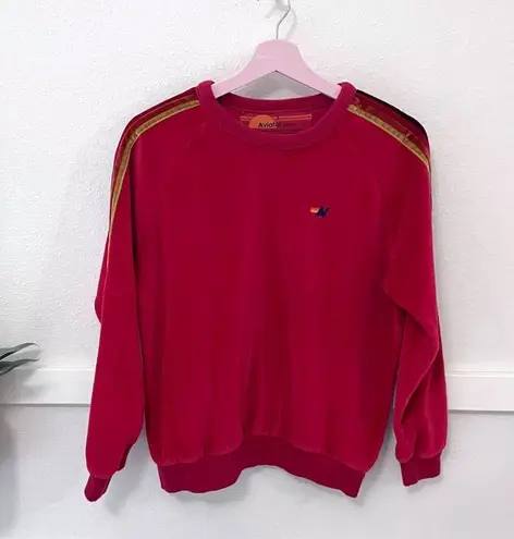 Aviator Nation Classic Velvet Relaxed Sweatshirt Red Size S