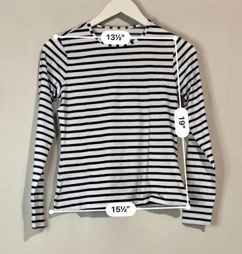 Lands'End Lands’ End Women’s Crewneck Long Sleeve Rash Guard Swim Top Blue Stripe Sz XXS