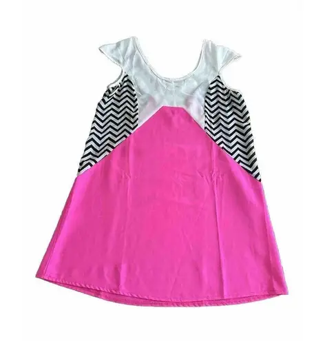 Women’s Pink & White Black Chevron Stripe Sleeveless Dress Size 8 Light weight