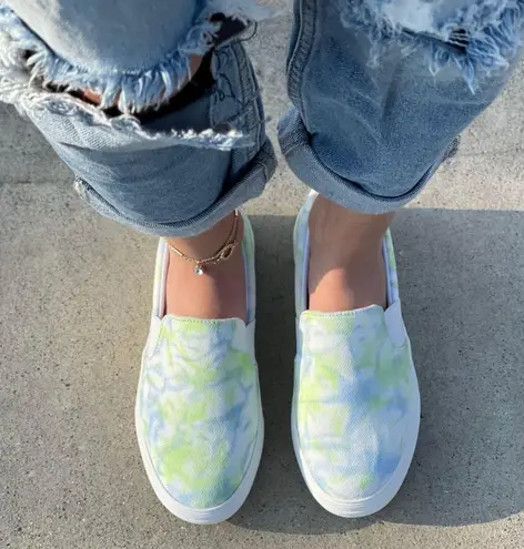 Soda Shoes Lime Tye Dye Slip On Sneakers