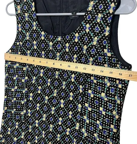 Anna Sui Tweed Shift Mini Dress Black Polka Dot Abstract Womens Size 4