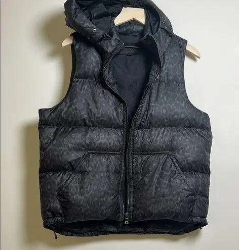 Coach  Women’s Black Leopard Print Puffer Vest Size Large - Image 1