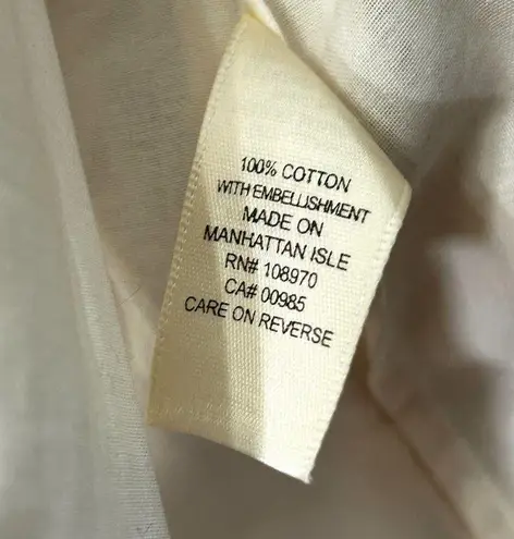 Zac Posen Cream Leaf Embroidered Spaghetti Strap Cotton Top Sz 4